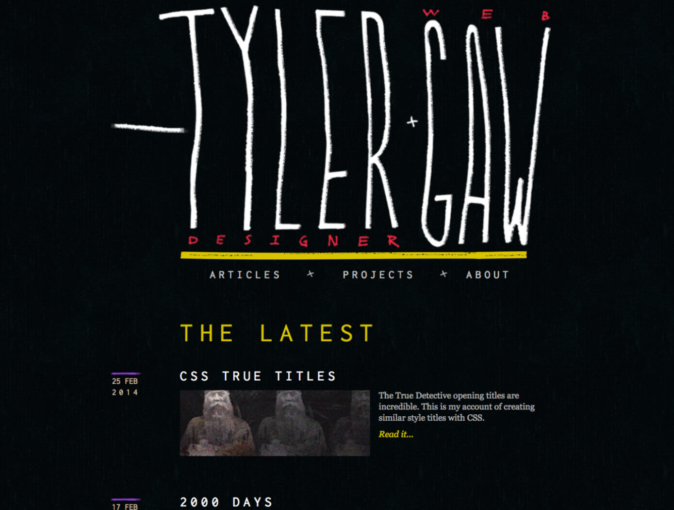 A screenshot of version 4 of tylergaw.com